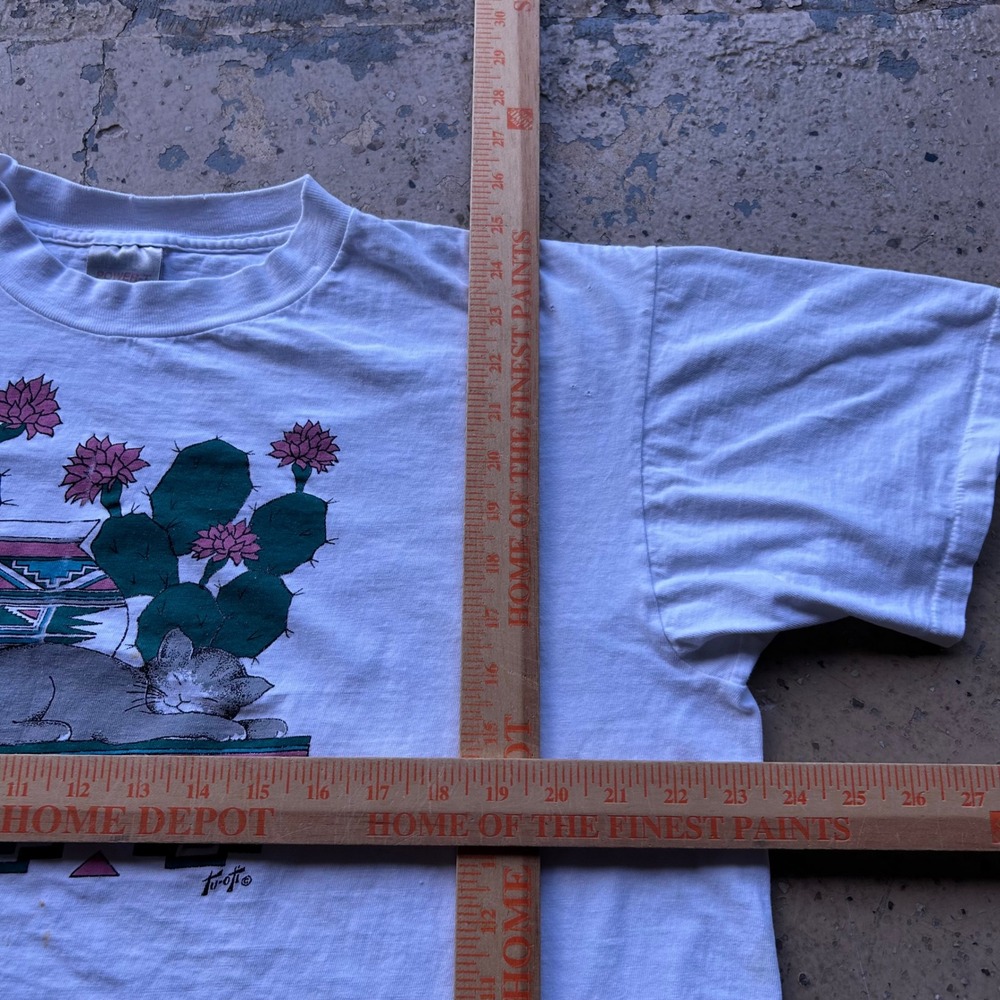 Vintage Power-T Cat Cactus T Shirt White XL Southwestern Graphic Desert USA Made - Picture 5 of 5